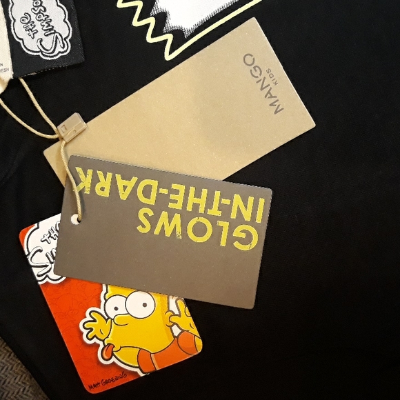 MANGO, The Simpsons, Bart Glow in the Dark, Black, T Shirt, Boys, 4-5, NWT - Picture 4 of 6